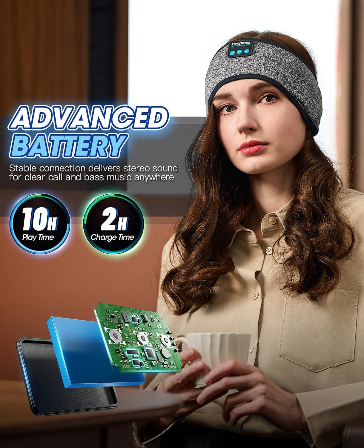 Sleep Headphones Bluetooth 5.4 Headband - Sleeping Headphones with Ultra-Thin Stereo Speakers for Side Sleepers - Wireless Music Earphones Headband for Sports, Workout, Jogging, Yoga, Travel